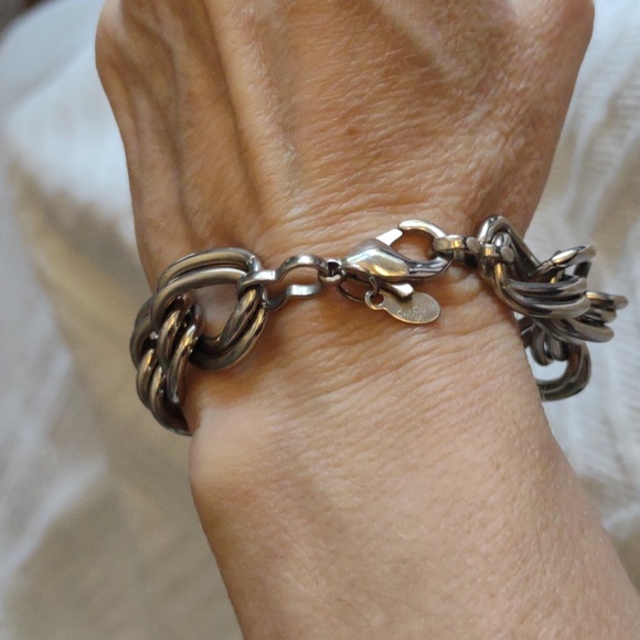 Italian Designer MILOR Stainless Steel Chunky Parallel Curb Chain Bracelet. - Picture 2 of 10